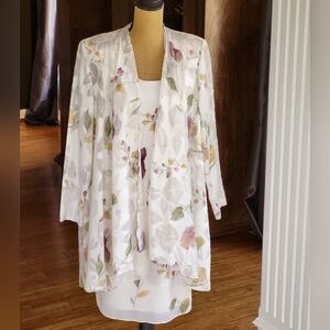Jeffery And Dara Evenings By Tom Barra Size 12 Ivory Floral Dress With Duster
